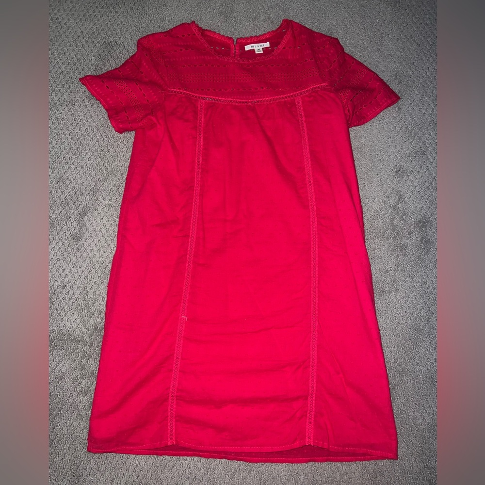 Francesca’s Pink Eyelit Mini Dress